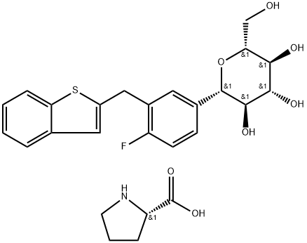 L-пролин компд. с (1S)-1,5-анхидро-1-C-[3-(бензо[b]тиен-2-илметил)-4-флуорофенил]-D-глюцитол (1:1)